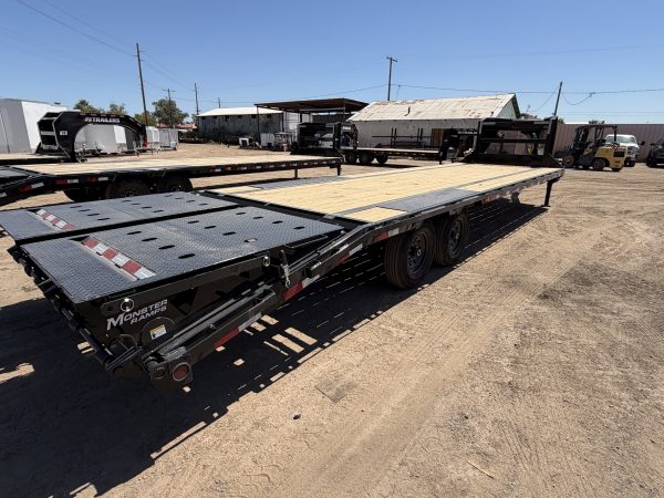 30x102 Gooseneck Flat Deck with Singles, 15,680 GVWR, Monster Ramps