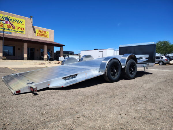 18x82 All Aluminum, 10K GVWR, Heavy Tandem Axle, XL Tilt w/ Cargo Box (8218H-XL-TILT-TA-EL-RTD-CB)