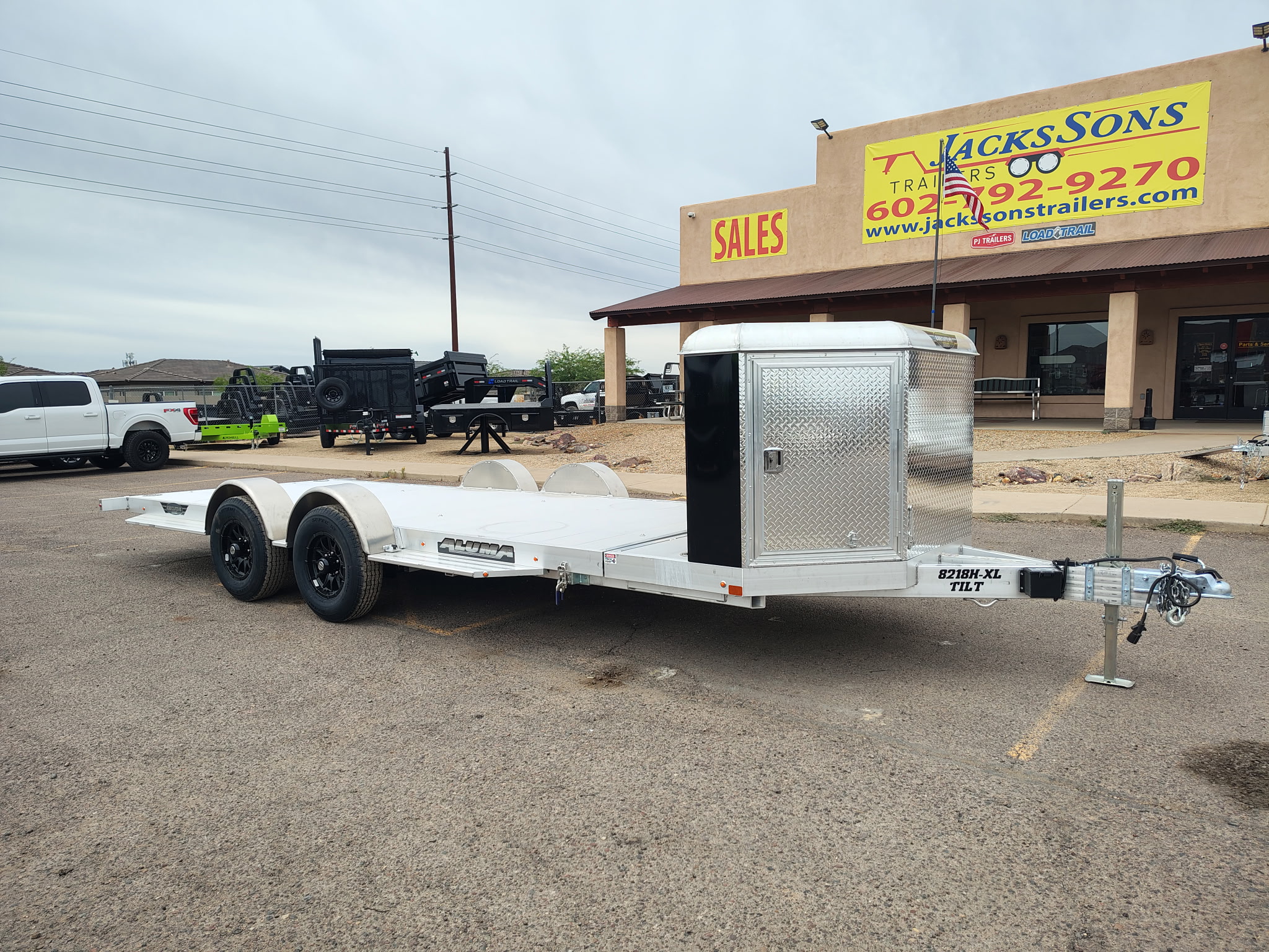 18x82 All Aluminum, 10K GVWR, Heavy Tandem Axle, XL Tilt w/ Cargo Box (8218H-XL-TILT-TA-EL-RTD-CB) - Image 2