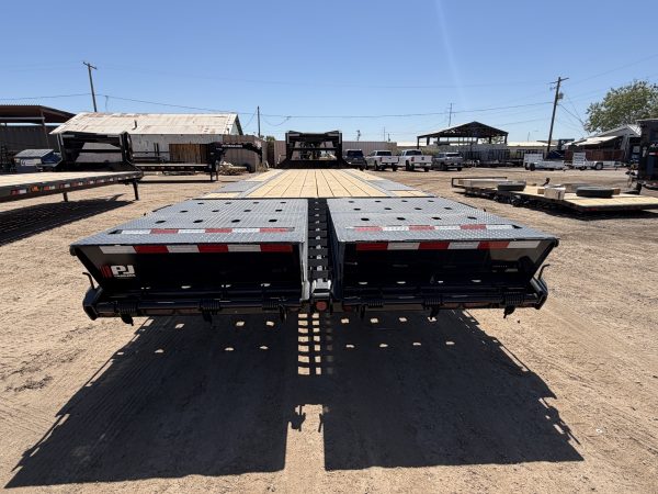 30x102 Gooseneck Flat Deck with Singles, 15,680 GVWR, Monster Ramps