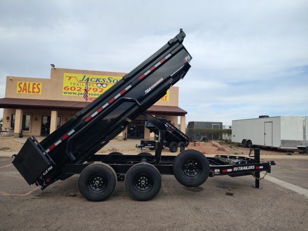 14x83 Tandem Axle, 15,400 GVWR, Low Pro Dump, 24" Sides, 14 Ply Tires