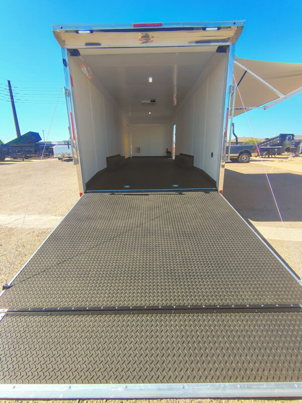 28x8.5 Canyon Race Trailer, 14K GVWR, Ramp Door,  AC/Heat, Elec. Awning
