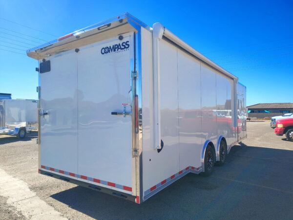 28x8.5 Canyon Race Trailer, 14K GVWR, Ramp Door,  AC/Heat, Elec. Awning