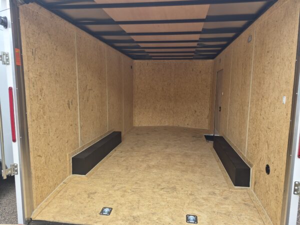 16x8.5 ST DLX Flat Top V-Nose Car Hauler 7K GVWR,  Wall Posts - 24" OC to 16", Ramp Door