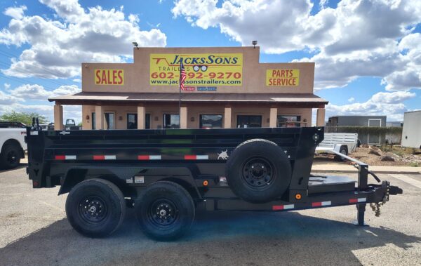 12x72 IronBull Tandem Axle Dump, 14,999 GVWR, 24" Sides, Solar Charger