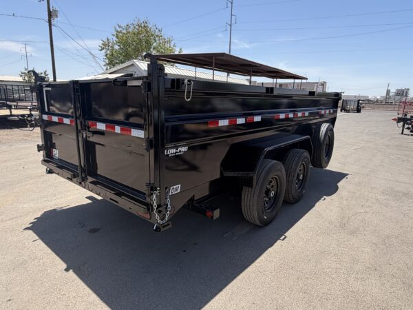 16x83 Tandem Axle, 15,400 GVWR, Low Pro Dump, 36" Sides, 14 Ply Tires