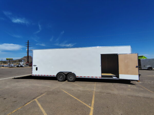28x8.5 Element SE Flat Top Sloped V-Nose Car Hauler, 14K GVWR,  6" Additional Height, Ramp Door