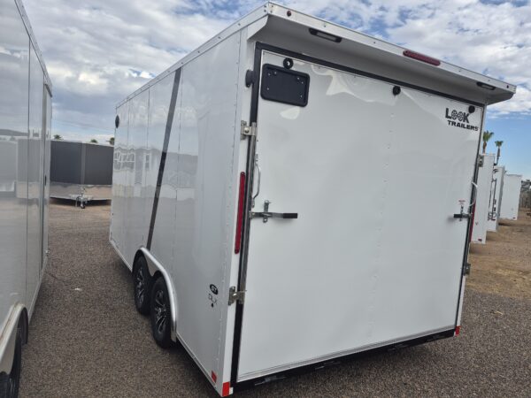 16x8.5 ST DLX Flat Top V-Nose Car Hauler 7K GVWR,  Wall Posts - 24" OC to 16", Ramp Door