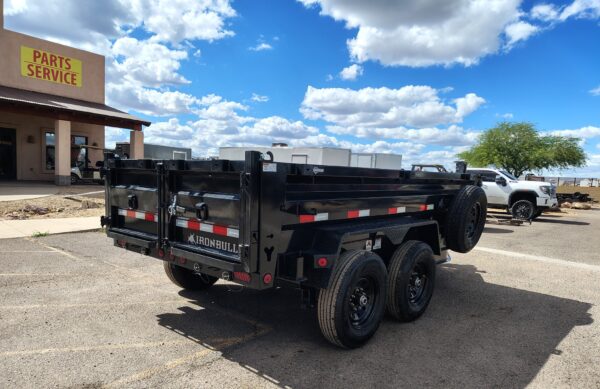 12x72 IronBull Tandem Axle Dump, 14,999 GVWR, 24" Sides, Solar Charger