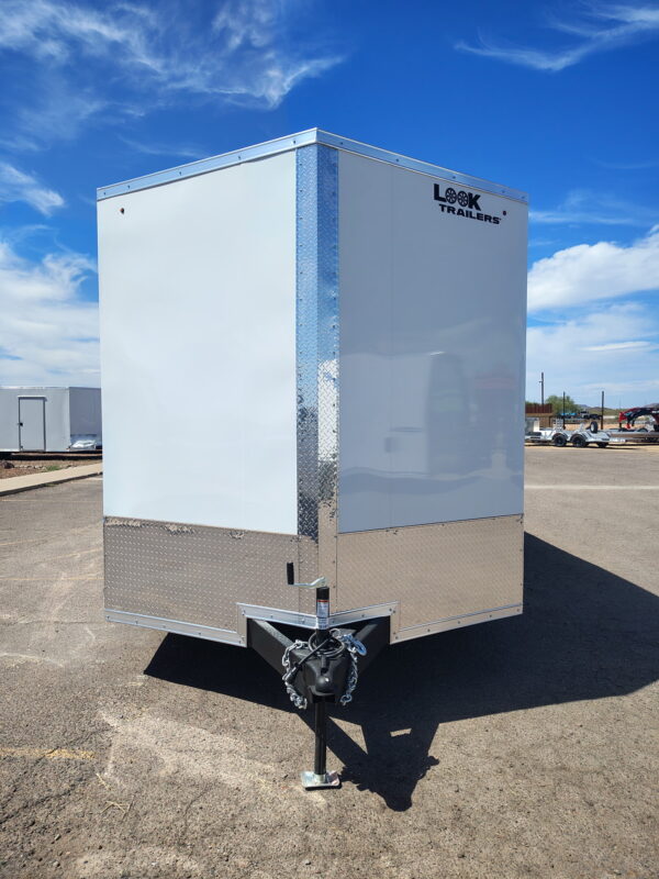 26x8.5 Element SE Flat Top Sloped V-Nose Car Hauler 10K GVWR,  6" Additional Height, Ramp Door