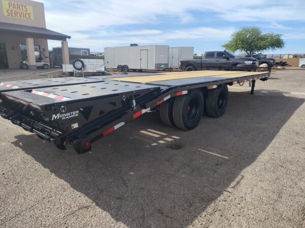25x102 Tandem Axle 25,900 GVWR Low-Pro Deckover with Duals, Monster Ramps, 14 Ply Tires