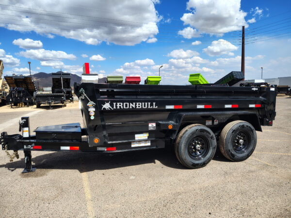 12x72 IronBull Tandem Axle Dump, 14,999 GVWR, 24" Sides, Solar Charger