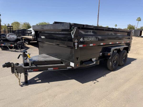 14x83 IronBull Tandem Axle Dump, 15K GVWR, 36" Sides, Solar Charger, 14 Ply Tires