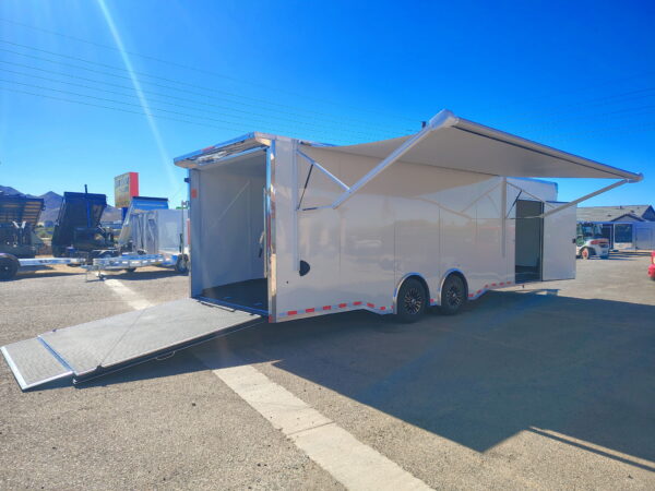 28x8.5 Canyon Race Trailer, 14K GVWR, Ramp Door,  AC/Heat, Elec. Awning
