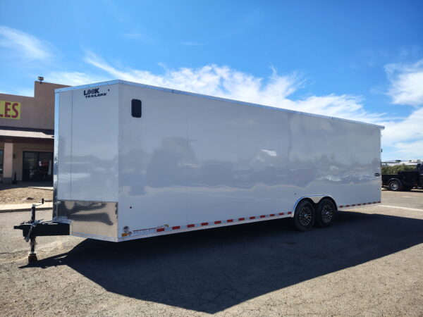 28x8.5 Element SE Flat Top Sloped V-Nose Car Hauler, 14K GVWR,  6" Additional Height, Ramp Door