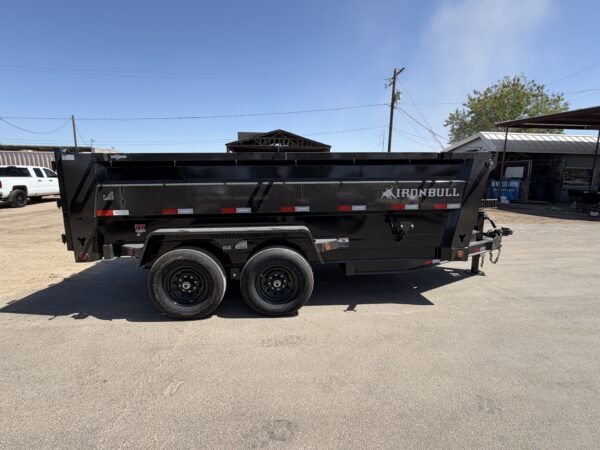 14x83 IronBull Tandem Axle Dump, 15K GVWR, 36" Sides, Solar Charger, 14 Ply Tires