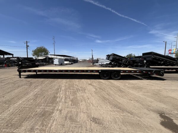 40' Gooseneck Low-Pro Flatdeck with Singles, 15,680 GVWR, Monster Ramps, 14 Ply Tires