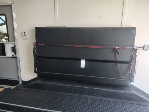 16x8.5 Journey SE Flat Top Sloped V-Nose Car Hauler, 7K GVWR, Slider Window, AC/Heat, Jacknife Sofa, Insulated Walls/Ceiling, Drive Over Wheel Boxes, Rubber Flooring, Power Awning
