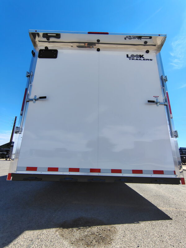 28x8.5 Element SE Flat Top Sloped V-Nose Car Hauler, 14K GVWR,  6" Additional Height, Ramp Door