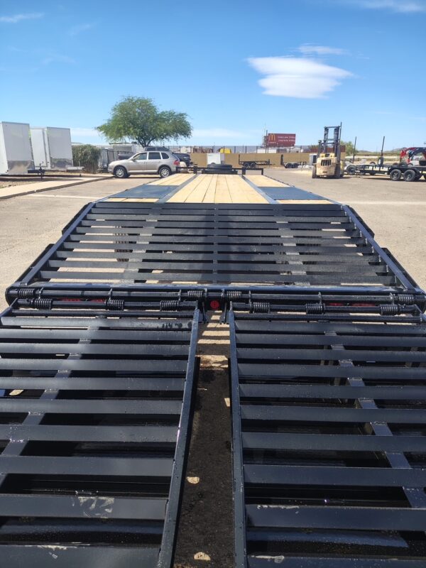 30x102 Tandem Axle, 25,900 GVWR Low-Pro Deckover with Duals, Monster Ramps, 14 Ply Tires