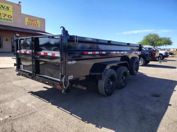 14x83 Tandem Axle, 15,400 GVWR, Low Pro Dump, 36" Sides, 14 Ply Tires