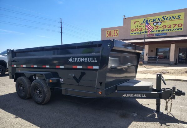 14x83 IronBull Tandem Axle Dump, 15K GVWR, 36" Sides, Solar Panel Charger, 14 Ply Tires