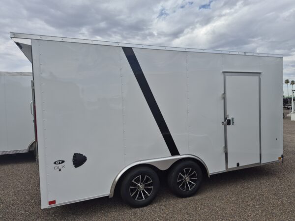 16x8.5 ST DLX Flat Top V-Nose Car Hauler 7K GVWR,  Wall Posts - 24" OC to 16", Ramp Door