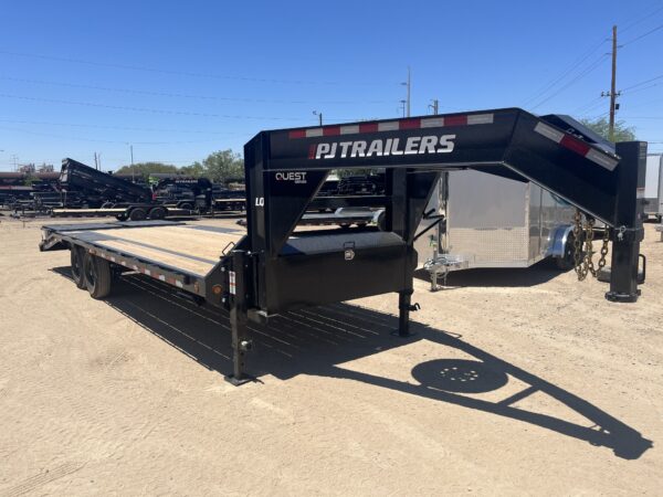 25' Gooseneck Low-Pro Flatdeck with Singles, 15,680 GVWR, Monster Ramps