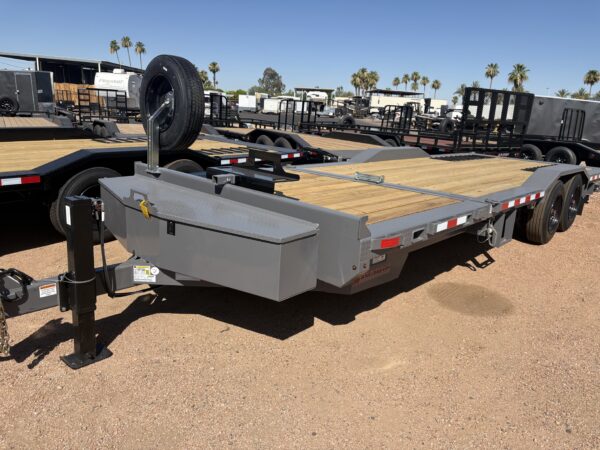 24x8.5 (18'+6') Tilt Bed Wide Body, Drive Over Fender, 17,600 GVWR, Pallet Fork Holder, 80" Steel Toolbox, Winch Package