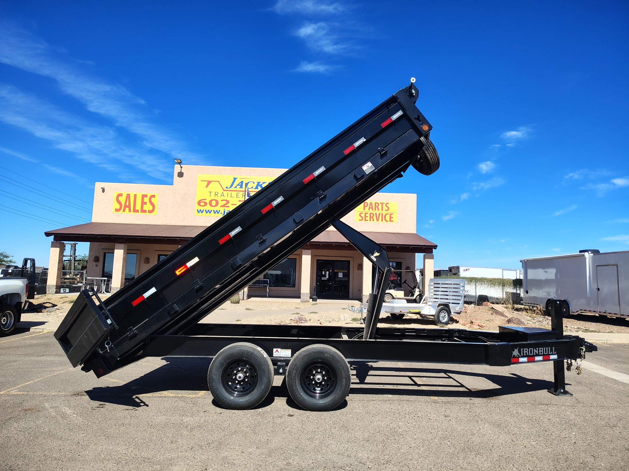 16x96 IronBull Tandem Axle Deckover Dump, 15K GVWR, 18" Fold Down Sides, Hydraulic Jack - Image 3
