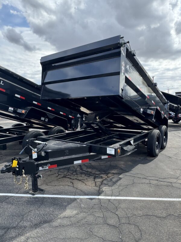 14x83 IronBull Tandem Axle Dump, 15K GVWR, 36" Sides, Solar Charger, 14 Ply Tires