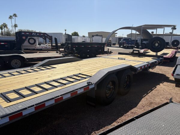 24x8.5 (18'+6') Tilt Bed Wide Body, Drive Over Fender, 17,600 GVWR, Pallet Fork Holder, 80" Steel Toolbox, Winch Package