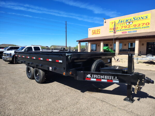 16x96 IronBull Tandem Axle Deckover Dump, 15K GVWR, 18" Fold Down Sides, Hydraulic Jack