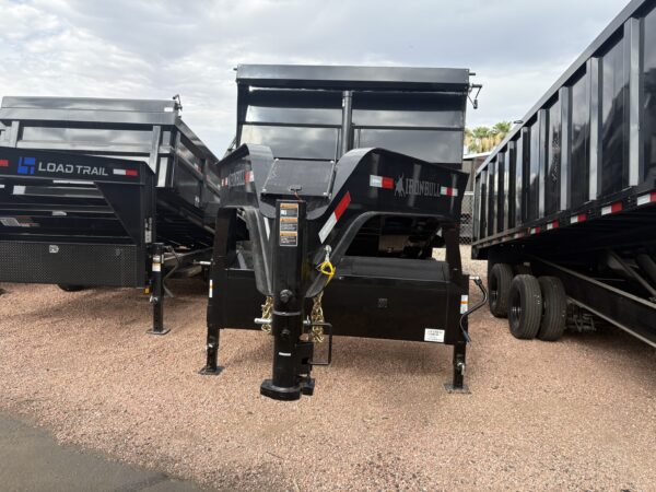14x83 IronBull Gooseneck, Tandem Axle Dump, 14.9K GVWR, 48" Sides, Telescopic Cylinder, Solar Charger, 14 Ply Tires