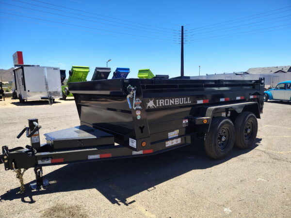 12x72 IronBull Tandem Axle Dump, 15K GVWR, 24" Sides, Solar Charger