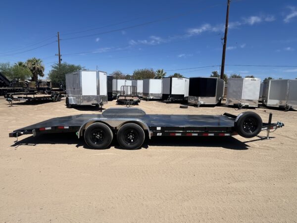 22x83 Tandem Axle, 10K GVWR, Steel Deck Car Hauler, Slide-In Ramps