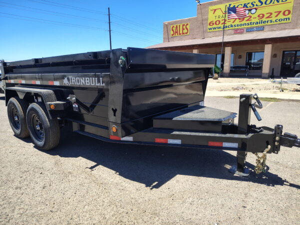 12x72 IronBull Tandem Axle Dump, 15K GVWR, 24" Sides, Solar Charger