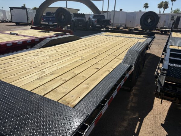 22x8.5 (18'+4') Tilt Bed Wide Body, Drive Over Fender, 17,600 GVWR, 80" Steel Toolbox