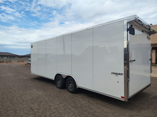24x8.5 Conquest SE Flat Top Sloped V-Nose Car Hauler, 10K GVWR, Ramp Door
