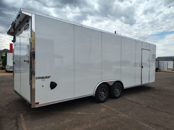 24x8.5 Conquest SE Flat Top Sloped V-Nose Car Hauler, 10K GVWR, Ramp Door