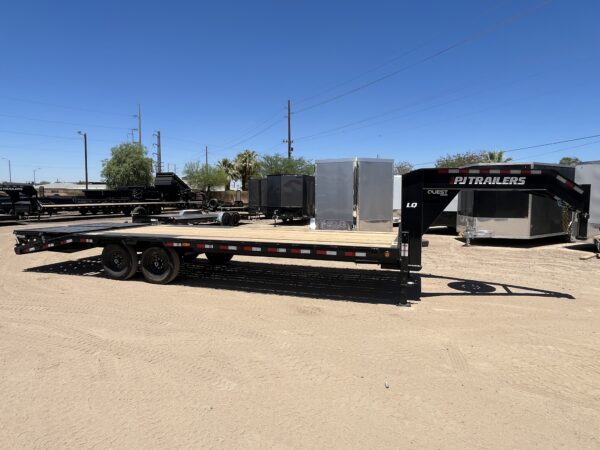 25' Gooseneck Low-Pro Flatdeck with Singles, 15,680 GVWR, Monster Ramps