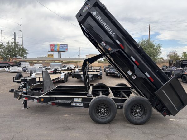 12x83 IronBull Tandem Axle Dump, 15K GVWR, 24" Sides, Solar Charger
