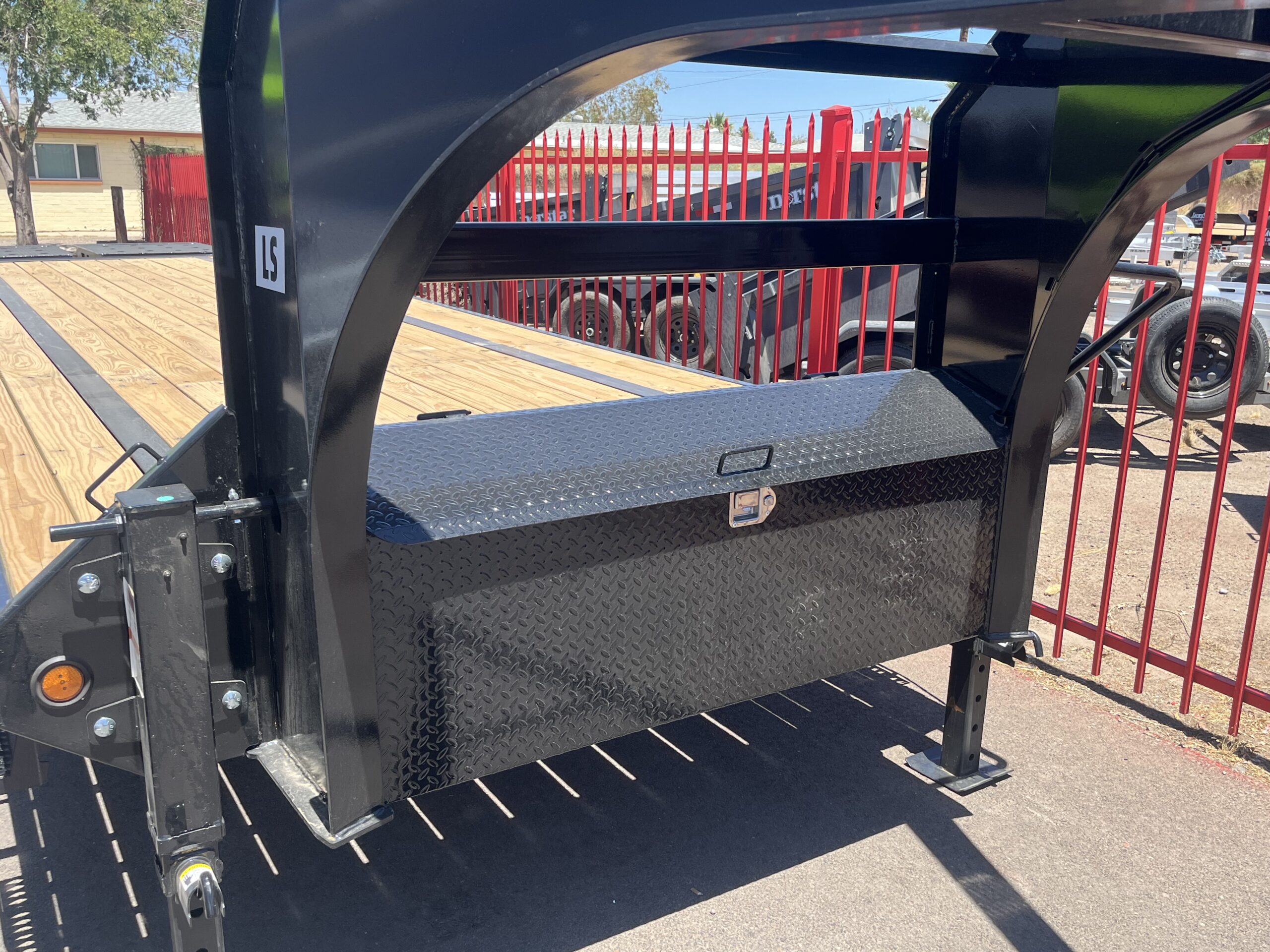 32' Gooseneck Low-Pro Flatdeck with Singles, 15,680 GVWR, Monster Ramps, 14 Ply Tires - Image 2