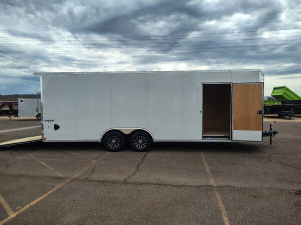 24x8.5 Conquest SE Flat Top Sloped V-Nose Car Hauler, 10K GVWR, Ramp Door