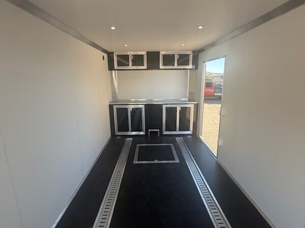 34x8.5 All Aluminum LOADED Car Hauler, Elite Escape Door, Cabinets/Winch, 14K GVWR, Ramp Door