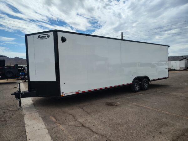 28x8.5 Conquest SE Flat Top Sloped V-Nose Enclosed Car Hauler, 10K GVWR, Ramp Door