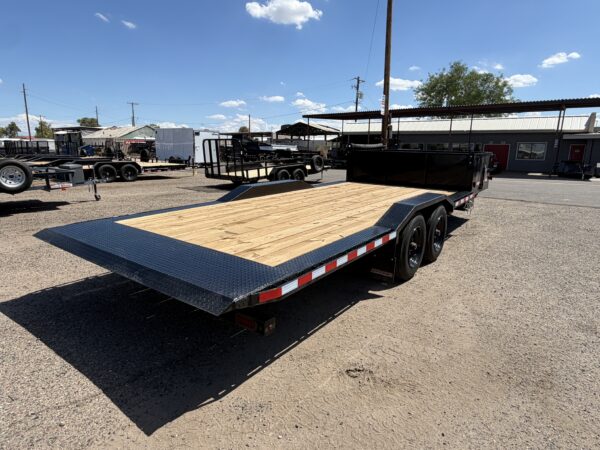 23x102 Tandem Axle, 17.6K GVWR, Wide Body Side Dump Tilt Bed, 24" Sides, Hydraulic Jack