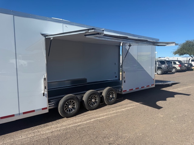 34x8.5 All Aluminum LOADED Car Hauler, Elite Escape Door, Cabinets/Winch, 14K GVWR, Ramp Door - Image 9