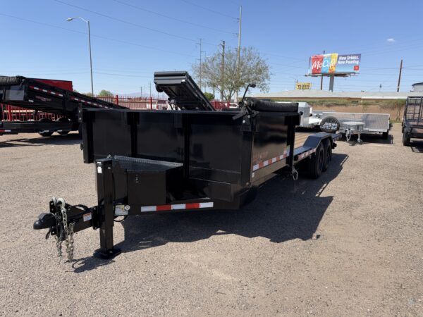 23x102 Tandem Axle, 17.6K GVWR, Wide Body Side Dump Tilt Bed, 24" Sides, Hydraulic Jack