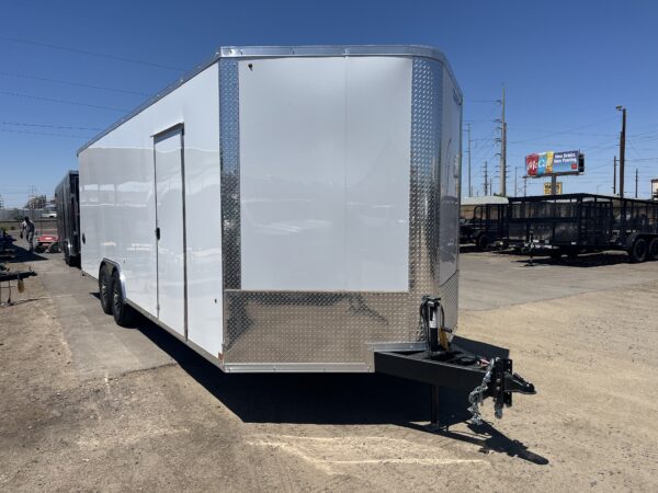24x8.5 Jasper SE Car Hauler, 10K GVWR, White Vinyl Walls/Ceiling, Stabilizer Jacks, Ramp Door